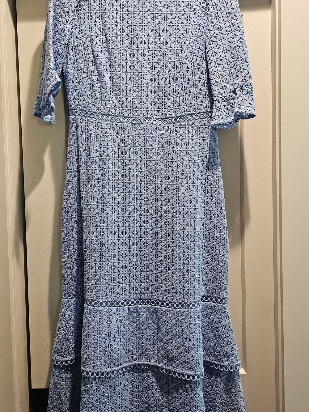 Boden Powder Blue Lace Tiered Midi Dress - Picture 3 of 4